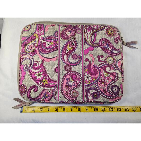 Vera Bradley Laptop Sleeve 13"-14" Pink Paisley Print Quilted Case - Pre-owned! - Picture 1 of 11